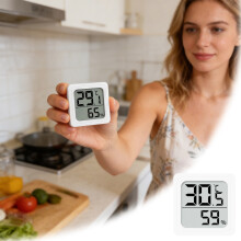 Mini LCD Digital Hygrometer – High-Precision Temp & Humidity Gauge (For Home/Nursery, White)