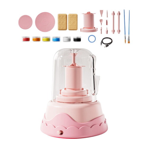 Kids Electric Pottery Wheel Set Pink 2