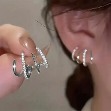 1 Pair Rhinestone Huggie Earrings, Claw Shape, Hollow, Anti-allergy, Electroplated Stainless Steel, Lightweight Golden Studs