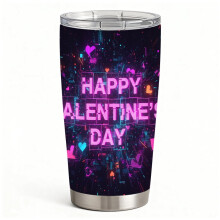 Glowing Love Hearts Valentine Theme Insulated Tumbler, Durable Stainless Steel Drink Cup with Lid, Cool Gift Idea