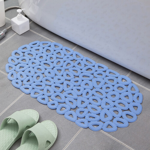 Tapis de douche antidérapant à ventouses, bleu clair, 33 x 65 cm 2