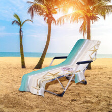 Lounge Chair Towel Cover, Beach Chair Cover Beach Bag with Side Pockets Microfiber Lounge Chair Beach Towel Chair Cover