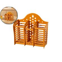 Utensil Holder, Plastic Wall Mounted Hollow Draining Chopstick Spoon Basket for Party Camping Picnic, Kitchen Counter, Office(Orange)
