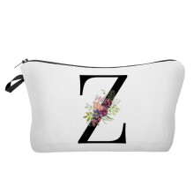 AZ Gepersonaliseerde Make-up Tasjes met Initialen, Cosmetische Tasjes met Monogram en Bloemletter – Leuke Kleine Verjaardagscadeautjes voor