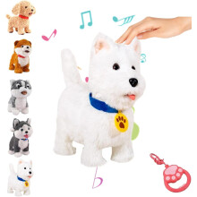 2026 Froplay Plush Robot Dog with Remote Leash, Touch/Voice Sensing, Licking Tongue & Realistic Sounds – Soft Fur Puppy Gift for Kids (G)