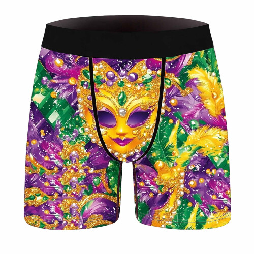 Man Printing Breathable Close Fitting Men's Underpants Comfortable Boxers(B,Polyester,Spandex) 1