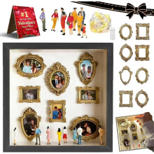 DIY Mini Museum Silhouette Box with Gold Frames & Figurines – Personalized Photo Memory Display Case for Home Decor