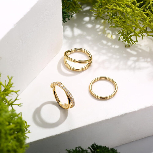 3 τεμάχια 16G/18G/20G ρινικοί κρίκοι, χειρουργικοί κρίκοι από ατσάλι 316L με CZ για 2