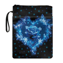 Book Protector & Organizer Holder – Washable Polyester Cover, Carrying Case for Mom/Office, 11.42"x8.66", Blue Rose Heart Butterflies