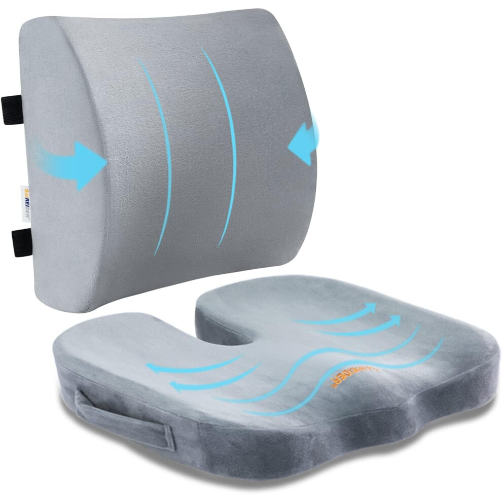 Memory Foam Lumbar Support Pillow Grey 9085618573123
