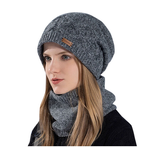 Unisex vinterstrikklue og -skjerfsett 1