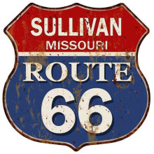 SULLIVAN, MISSOURI Route 66 Shield Metal Sign Man Cave Garage Size: 12"x 12"