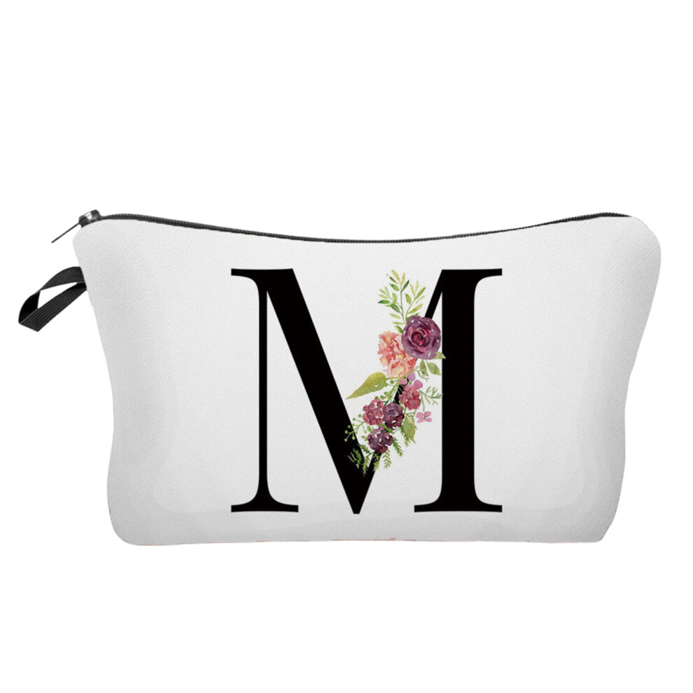 A-Z Personalized Initial Makeup Bags, Monogram Cosmetic Bag with Flower Letter â Cute Birthday Gift for Women, Mom, Best Friend, Bride & Bridesmaid