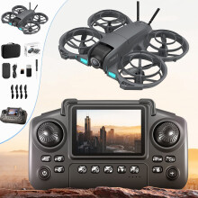 Drone With ESC Camera And Cool Light Remote Control With Screen Toys Gifts For Boys With Height Hold Headless Mode Start Speed Adjustment(D,Plastic)