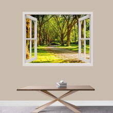 Removable Wall Sticker: Sunlight Tree Forest Nature Mural – 24"x32", Modern Art for Living Room, Bedroom, Office
