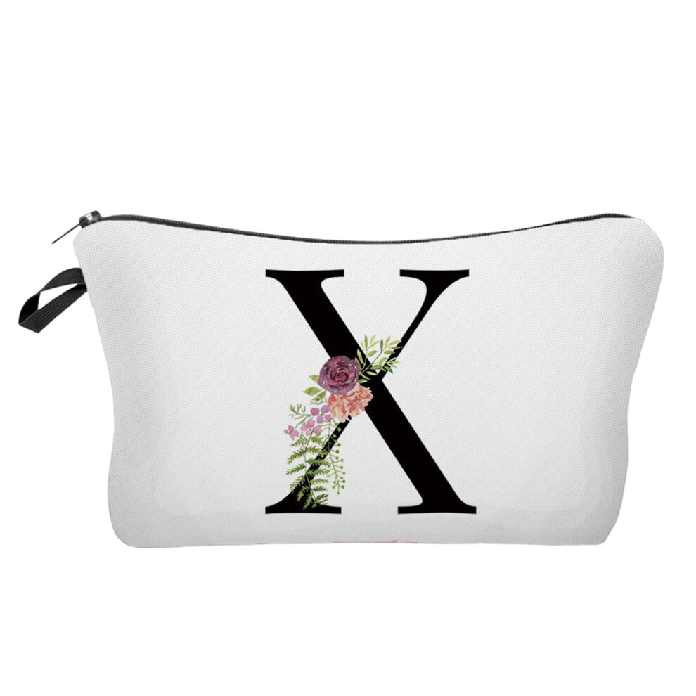 A-Z Personalized Initial Makeup Bags, Monogram Cosmetic Bag with Flower Letter â Cute Birthday Gift for Women, Mom, Best Friend, Bride & Bridesmaid