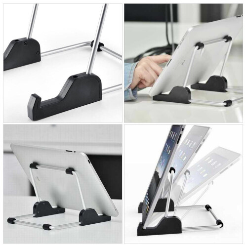1Pack Adjustable Tablet Holder Silver Rectangular Stand for Desk and Household Use 11.8x5.9in 2