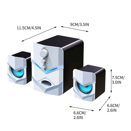 Bluetooth 2.1 Computer Speakers with LED Lights, USB Powered, Compatible with PC/Laptop 2