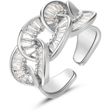 Bague empilable géométrique torsadée en plaqué or 14 carats, ajustable et sertie de diamants – Compatible avec les bijoux délicats en oxyde de