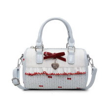 Geantă de mână Boston cu buline și fermoar, impermeabilă, cu fundă, tip crossbody, tip bowling