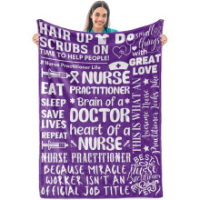 Nurse Week Gifts for Women Purple Throw for Nurses Thank You Appreciation Blanket for The Best Nurse Practitioner Ever(60*80inch)