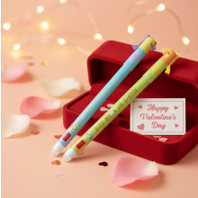 - Set of 2 Erasable Gel Pens with Thermosensitive Erase Ink,Range of ink colours & barrel designs,0.7mm Tip,Animal Designs,Valentine's Day Edition