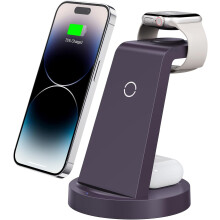 3-in-1 Wireless Charging Station compatible with iPhone 16e/16/15/14/13/12/11/X/Pro/Max, Apple Watch, AirPods 4/3/Pro