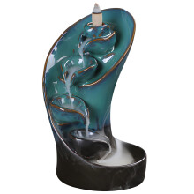 Quemador de incienso de reflujo tipo antorcha, soporte de cono de cerámica con cascada invertida, fuente de humo – Decoración del hogar con