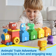 10PCS Animal Train Puzzle Set - Montessori Learning Toys with Storage Box for 1-3 Years, Non-Toxic Farm Animal Matching Game & Push Car Toys