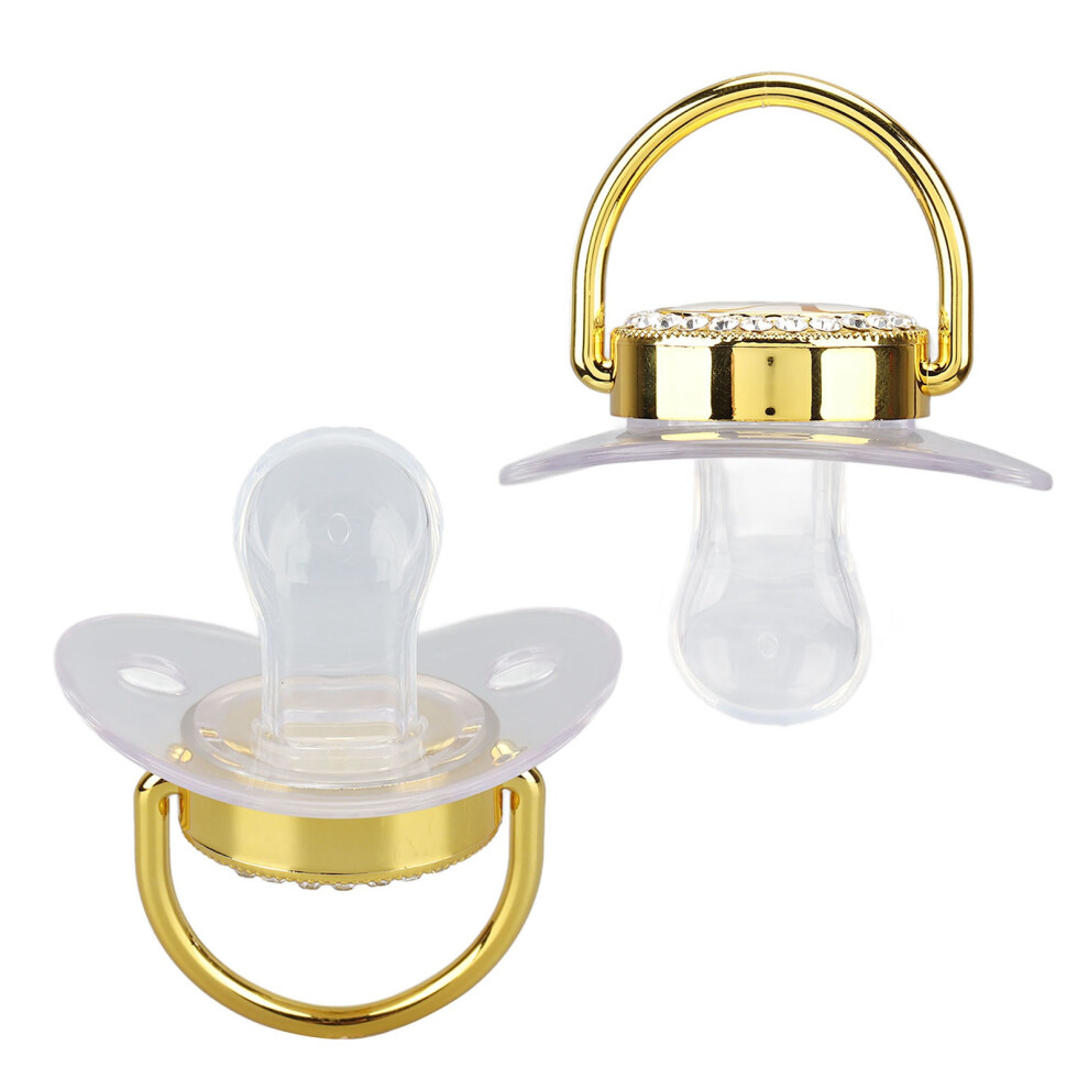Baby Pacifier Teething Nipple With Rhinestones For 6-18 Months Golden