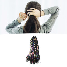2 Stück bunte geflochtene Ponytail-Haarverlängerungen