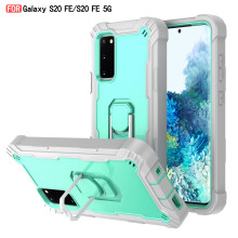 Galaxy S20 FE Case with Metal Ring Holder & Kickstand – Shockproof Bumper Cover for compatible with Samsung Galaxy S20 FE 5G (6.5", 2020), Gray+Mint