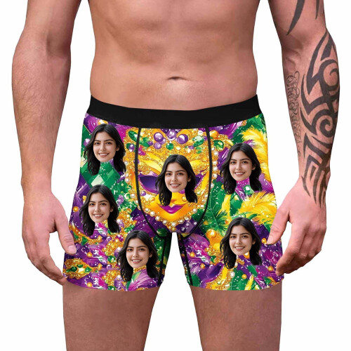 Man Printing Breathable Close Fitting Men's Underpants Comfortable Boxers(B,Polyester,Spandex)