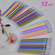 12pcs Glitter Gel Pen Refills 0.5mm, Neon Colors, Smooth Writing for Crafting & Adult Coloring—Under $5