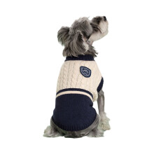 Mangmiao Color Block Knitted Dog Sweater – Warm, Fashionable All-Season Pet Apparel for Small/Medium Dogs, Daily & Outdoor Wear