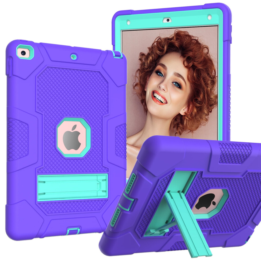Heavy Duty Shockproof Kickstand Case Compatible With Ipad 6Th & 5Th Gen (9.7", 2017/2018), Purple 9097180906025