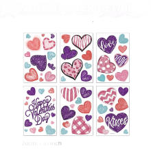 6-Pack Heart-Shaped Static Cling Window Stickers, Compatible with Glass & Smooth Surfaces, for Valentine's Day, Weddings, Birthdays