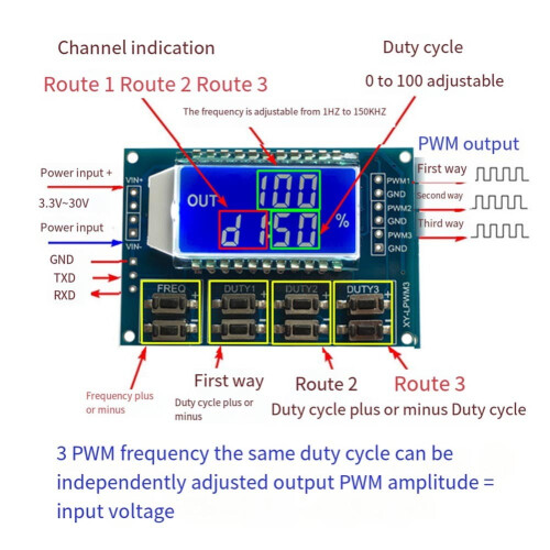 High Accuracy Square Wave Signal Generator Adjustable PWM Output LCD Display 1