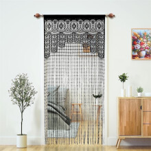 Triani string door privacy lace curtain black 100x200cm