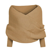 Cachecol de tricô com mangas, ombros à mostra, cor sólida, estilo suéter sexy, xale, cachecol quente para outono e inverno, azul marinho.