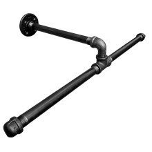 unbranded Iron Hanger Rack Industrial Pipe Towel Bar Mounted Clothes Hanging Racks Black