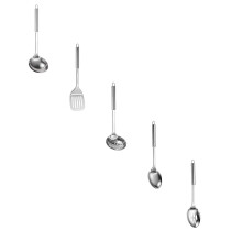 5/1PC Stainless Steel Cooking Utensils Set, Heat-Resistant Kitchen Tools incl. Turner, Wok Spatula, Serving Spoon
