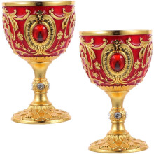 2Pcs European Style Metal Shot Glasses 30Ml Small Whiskey Cups Retro Engraved Liquor Drinkware for Home Bar and Camping
