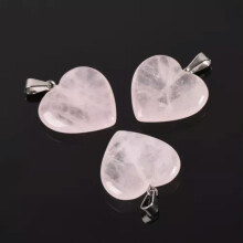 5PCS Heart Shape 16mm 20mm 25mm Natural Stone Dangle Drop Pendants DIY Jewelry-Rose Quartz-25mm