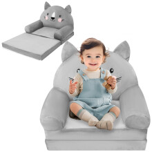 Foldable Toddler Sofa Chair Comfortable Foam Filled Kid Couch Children Reading Armchair Convertible Sofa to Lounge for 1 to 4 Years Old Kid