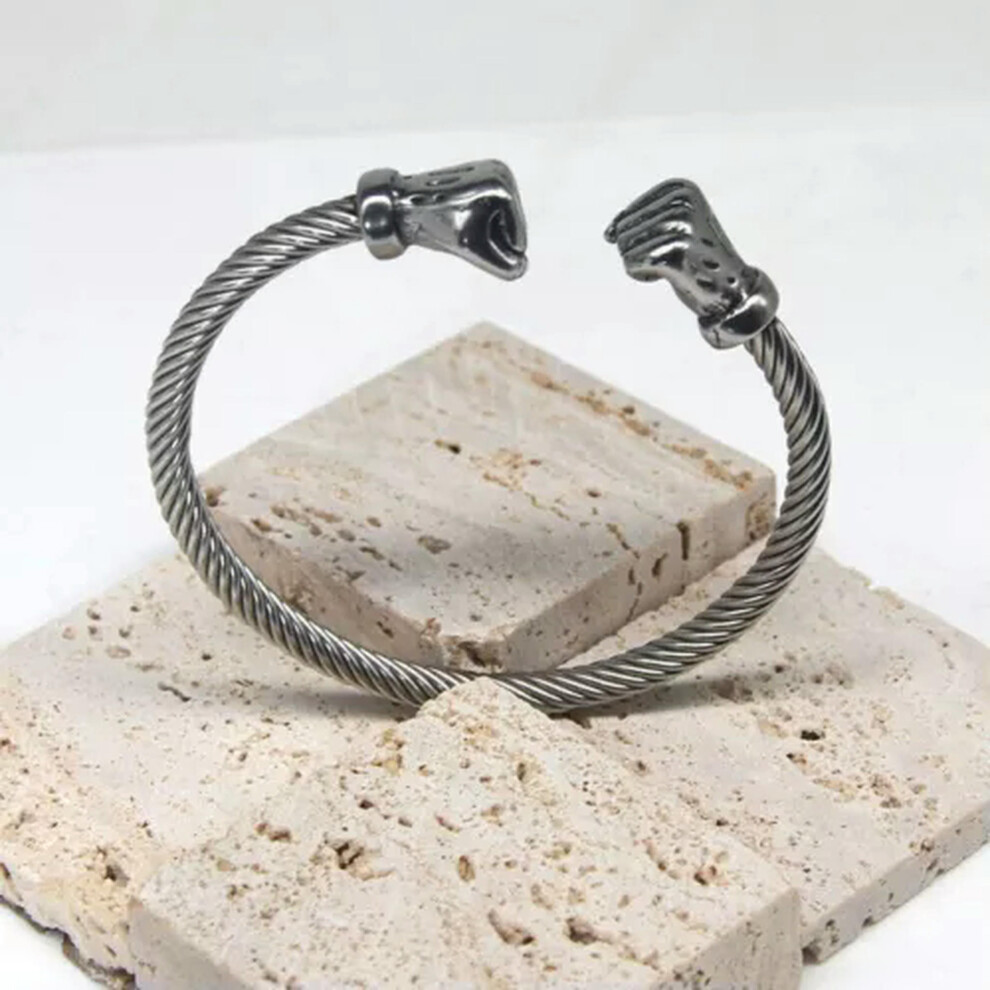 Vintage Mens Silver Thai Handmade Cuff Bracelet Twisted Bangle Men's Gift Bangle-#12