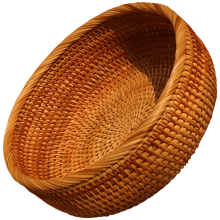 Handwoven Round Rattan Fruit Basket, 9.1"x3.5" (23x9 cm), for Kitchen, Bread, Snacks – Compatible with Brown