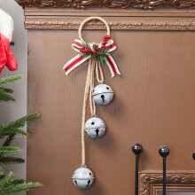 Christmas Metal Bells Ornament, 9.1in Silver, Festive Wall/Door Hanging, Crisp Sound, Compatible with Holiday Decor