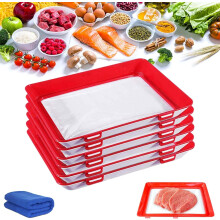 Bandeja ecológica e reutilizável para conservação de alimentos com tampas reversíveis, bandeja empilhável para crudités e aperitivos –