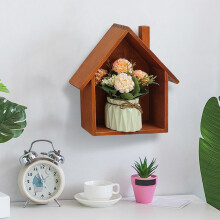Cute Wooden Wall Shelf for Solid Wood Walls – Kids' Room, Kindergarten & Dining Room Decorative Storage Display Stand (D, Wood)